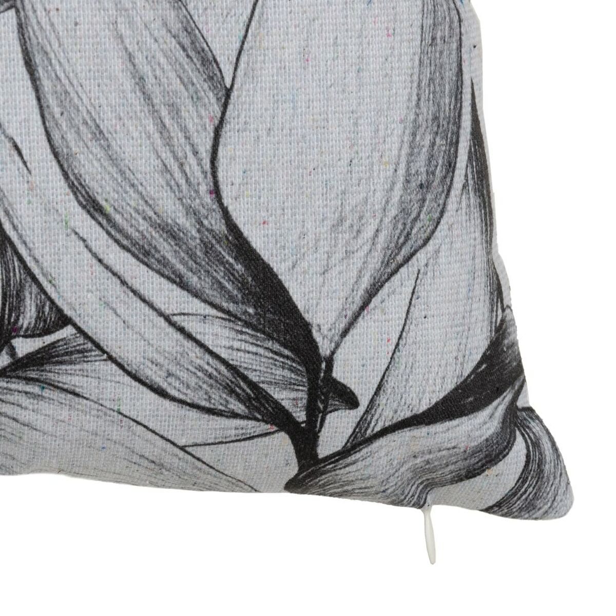 Cuscino Poliestere Cotone Bianco Nero Fogli 45 x 30 cm