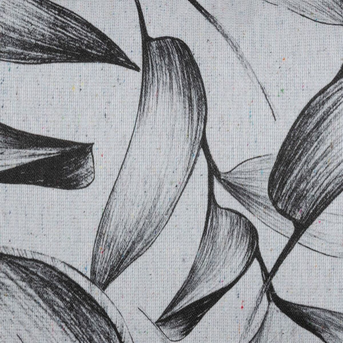 Cuscino Poliestere Cotone Bianco Nero Fogli 45 x 30 cm
