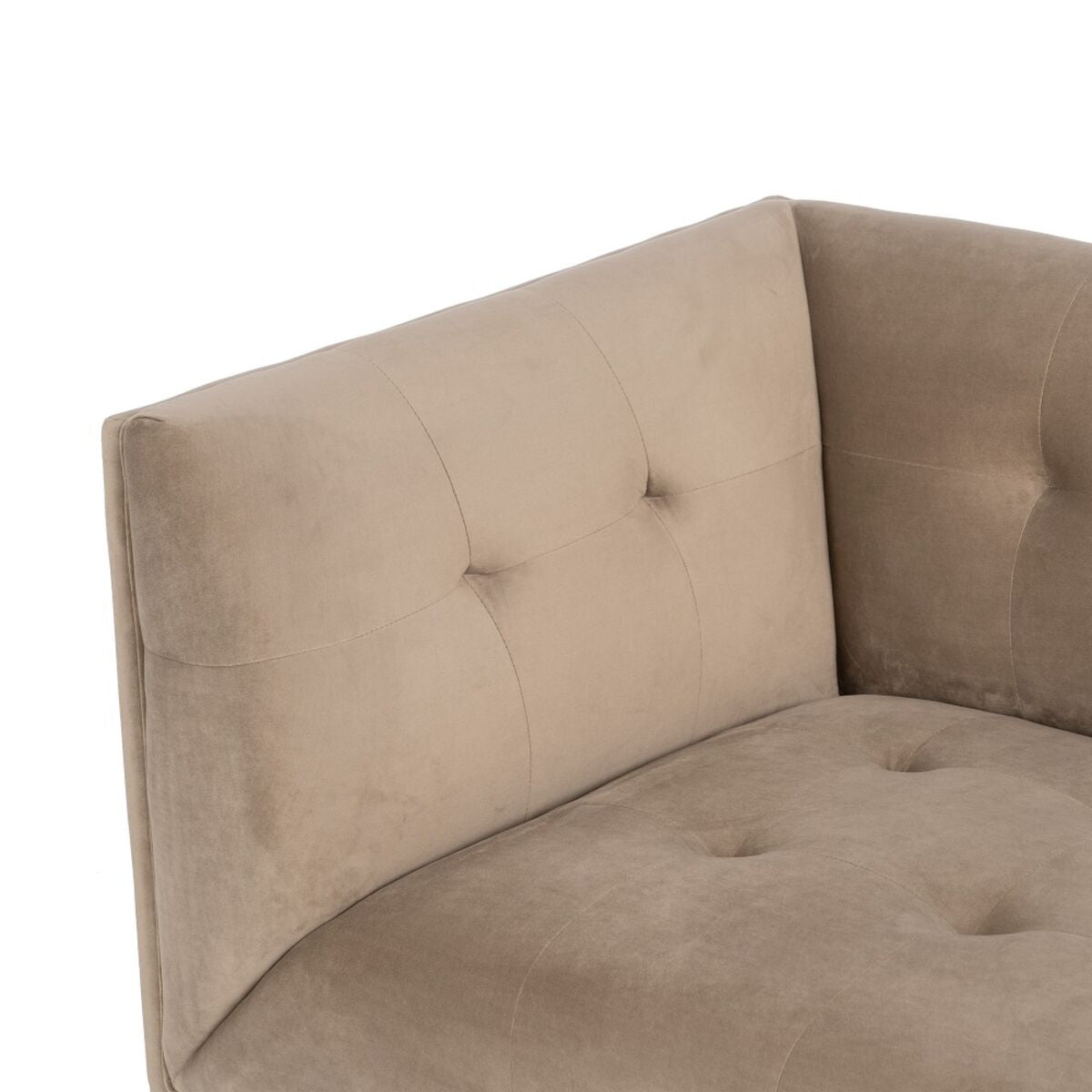 Divano 156 x 81 x 72 cm Champagne Tessuto Sintetico Legno Velluto