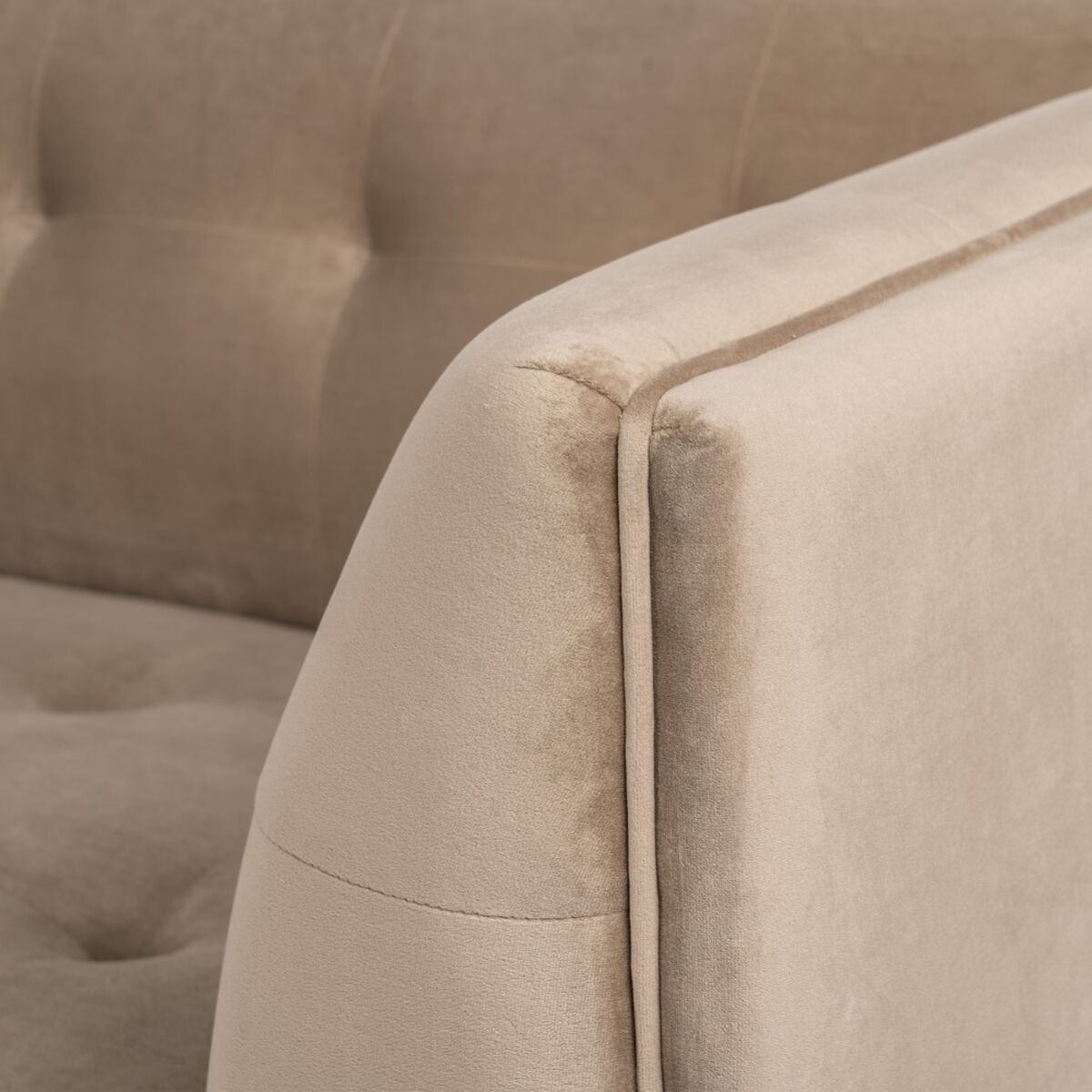 Divano 156 x 81 x 72 cm Champagne Tessuto Sintetico Legno Velluto