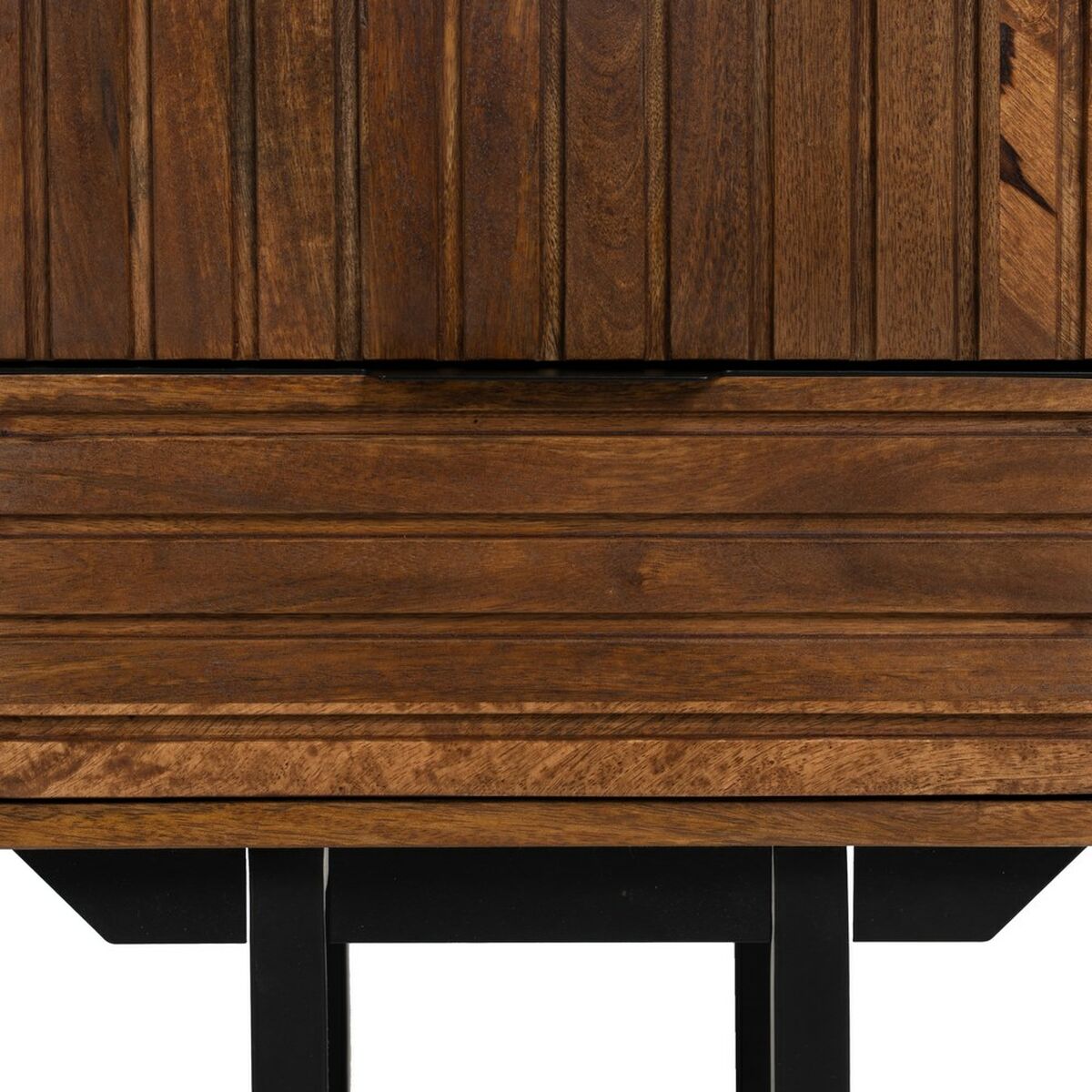 Comodino ABNER Marrone Nero Ferro Legno di mango 40 x 40 x 50 cm