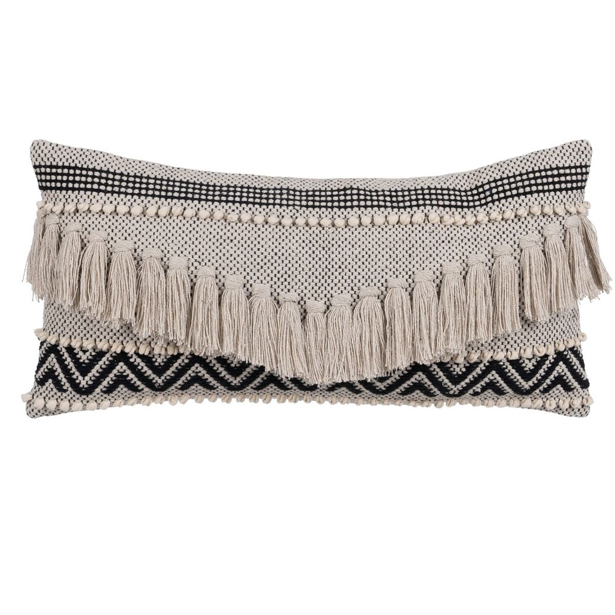Cuscino Cotone Nero Beige 30 x 60 cm