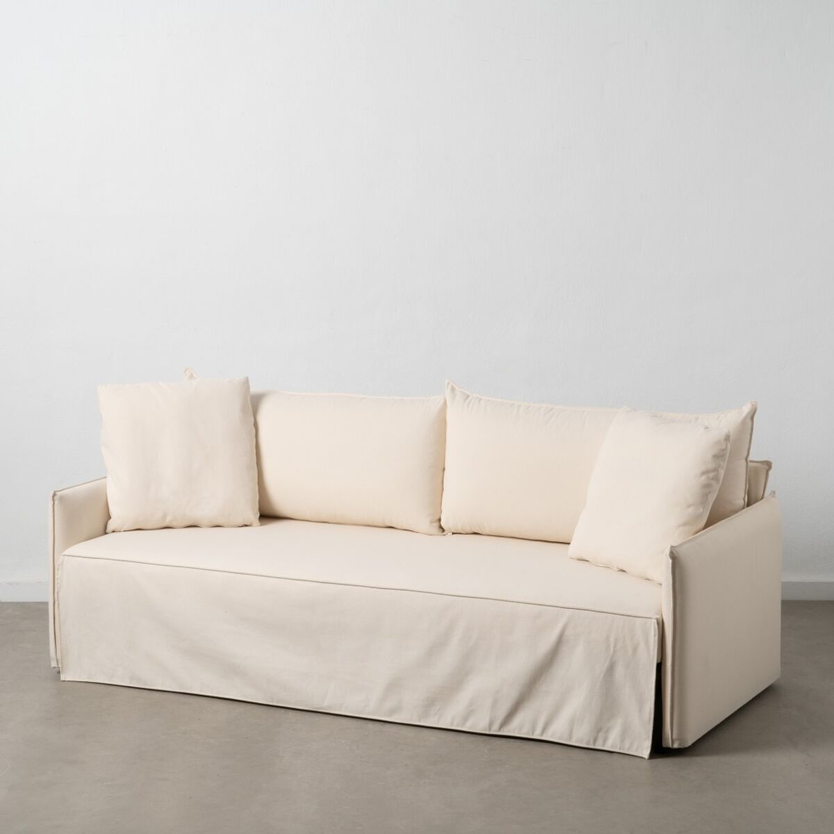 Divano Letto 200 x 94 x 86 cm Tessuto Sintetico Crema