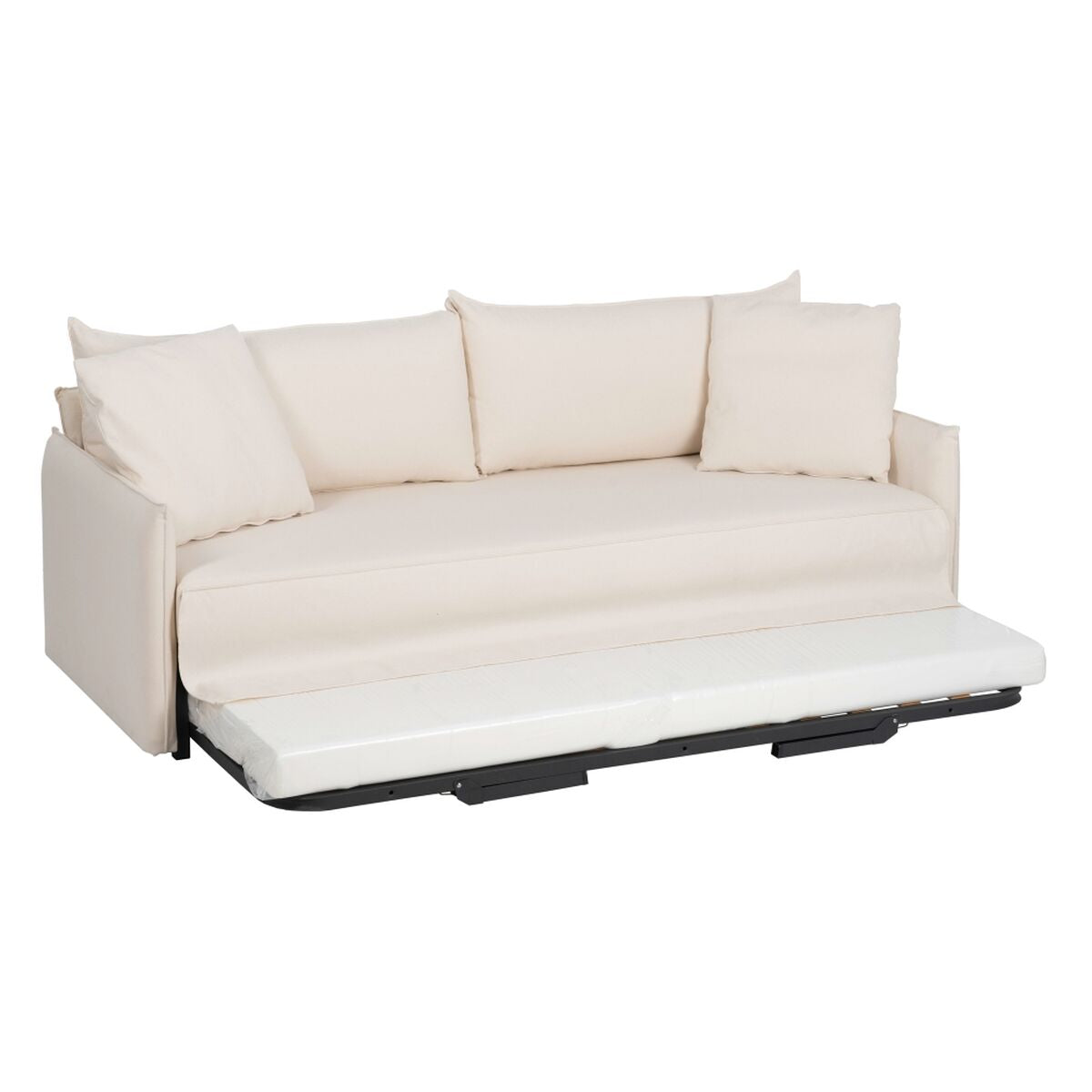 Divano Letto 200 x 94 x 86 cm Tessuto Sintetico Crema