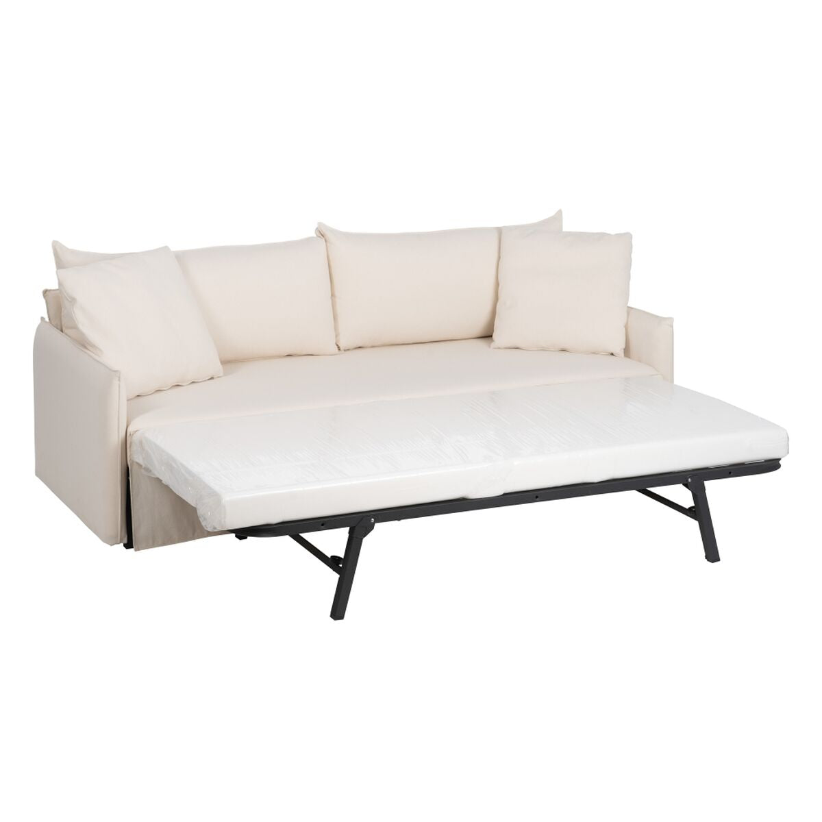 Divano Letto 200 x 94 x 86 cm Tessuto Sintetico Crema