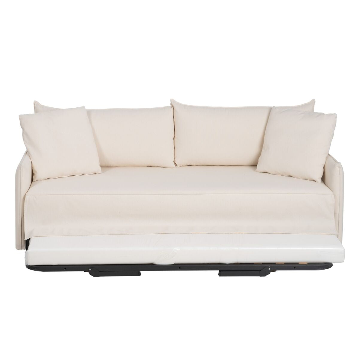 Divano Letto 200 x 94 x 86 cm Tessuto Sintetico Crema