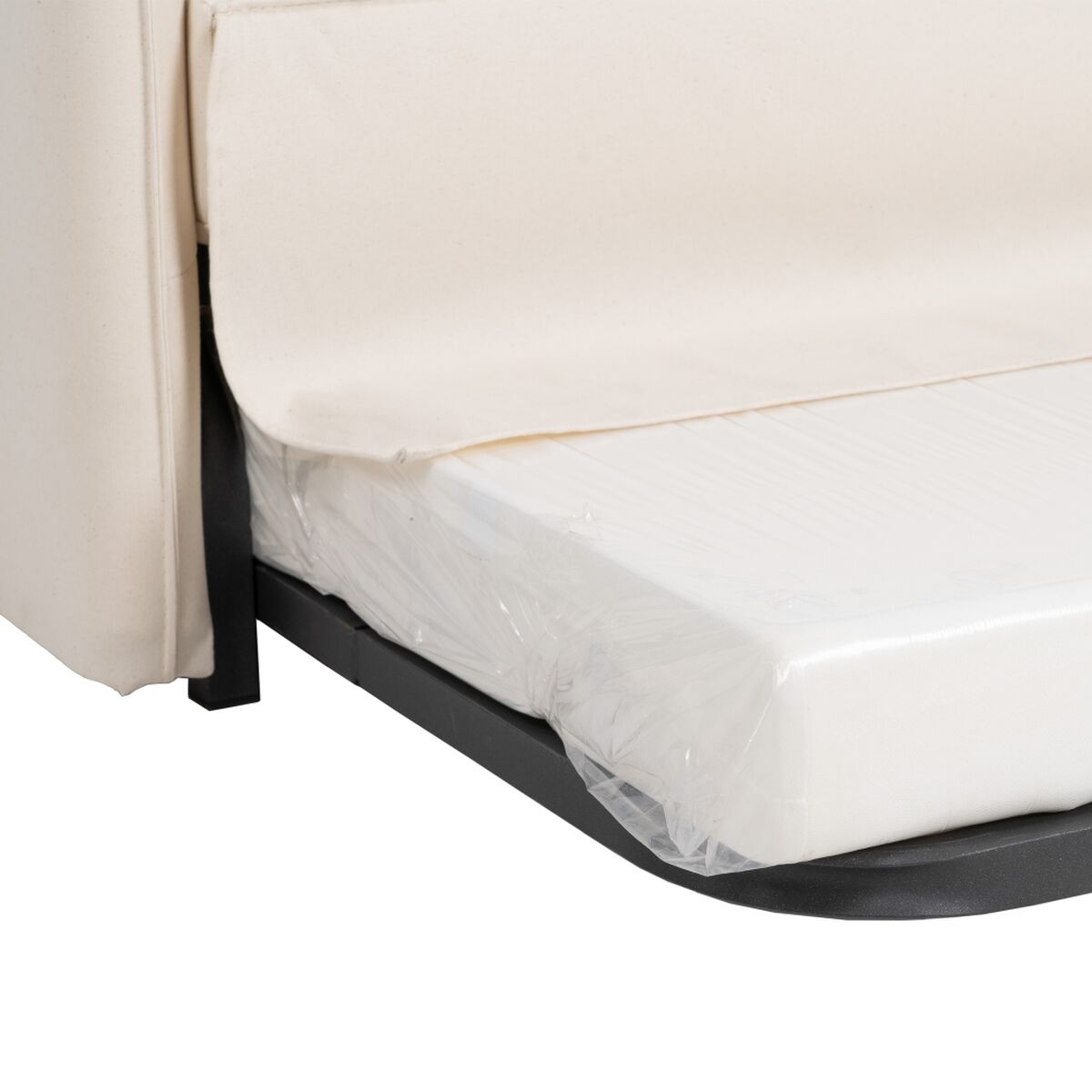 Divano Letto 200 x 94 x 86 cm Tessuto Sintetico Crema
