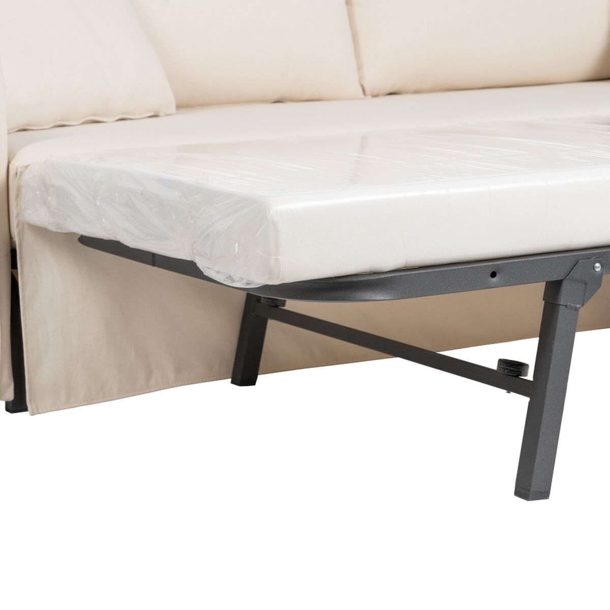 Divano Letto 200 x 94 x 86 cm Tessuto Sintetico Crema