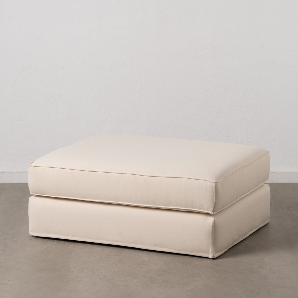 Puff 100 x 80 x 44 cm Tessuto Sintetico Crema
