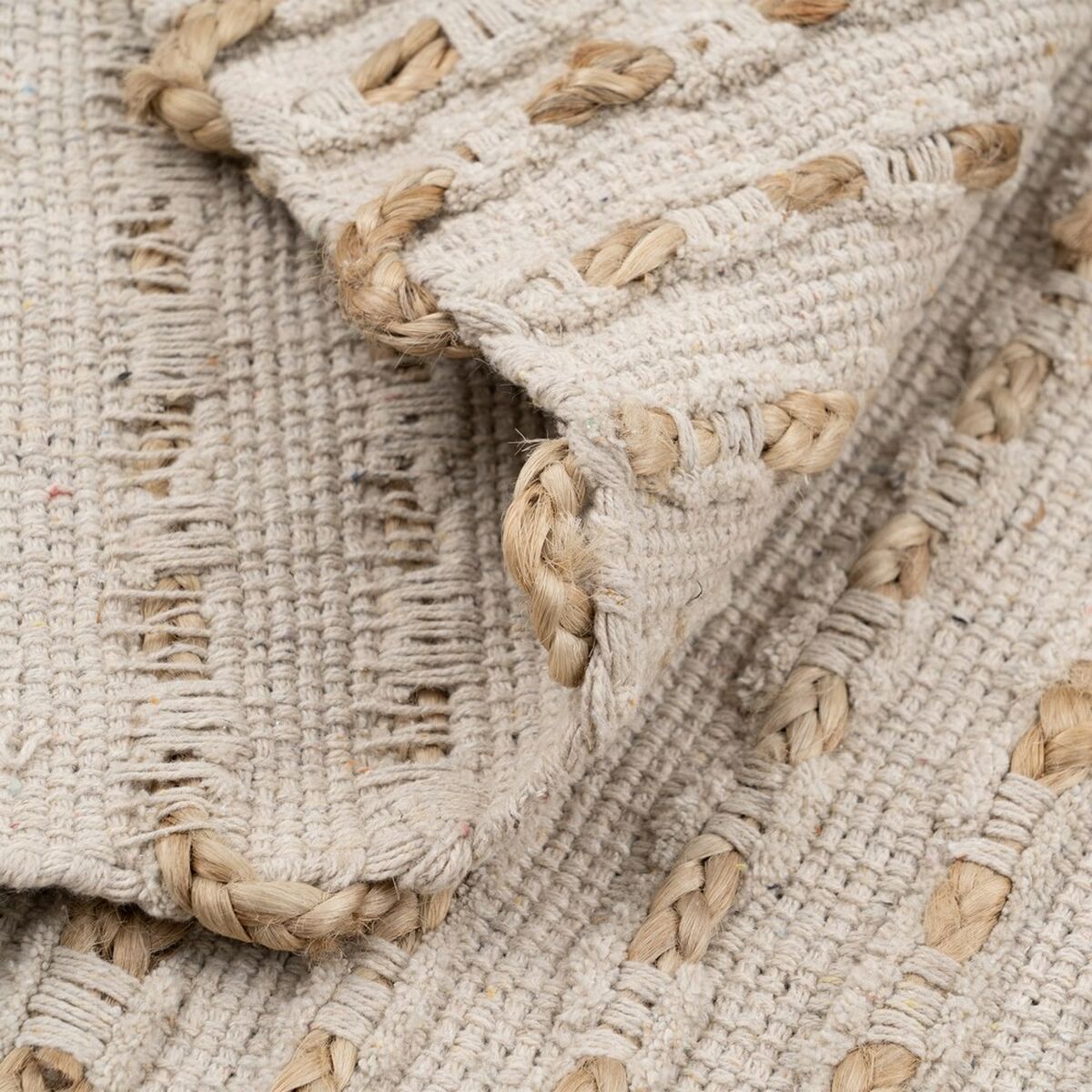 Tappeto Bianco Naturale 70 % cotone 30 % Juta 170 x 70 cm