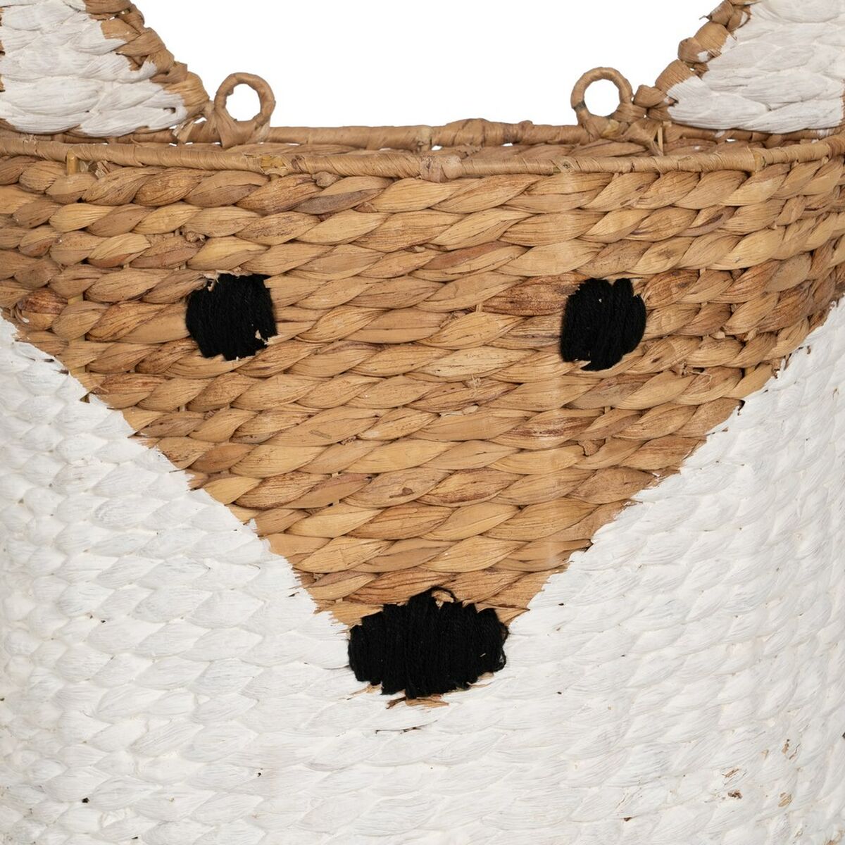 Cesto Volpe Bianco Nero Beige Fibra naturale 30 x 11 x 33 cm