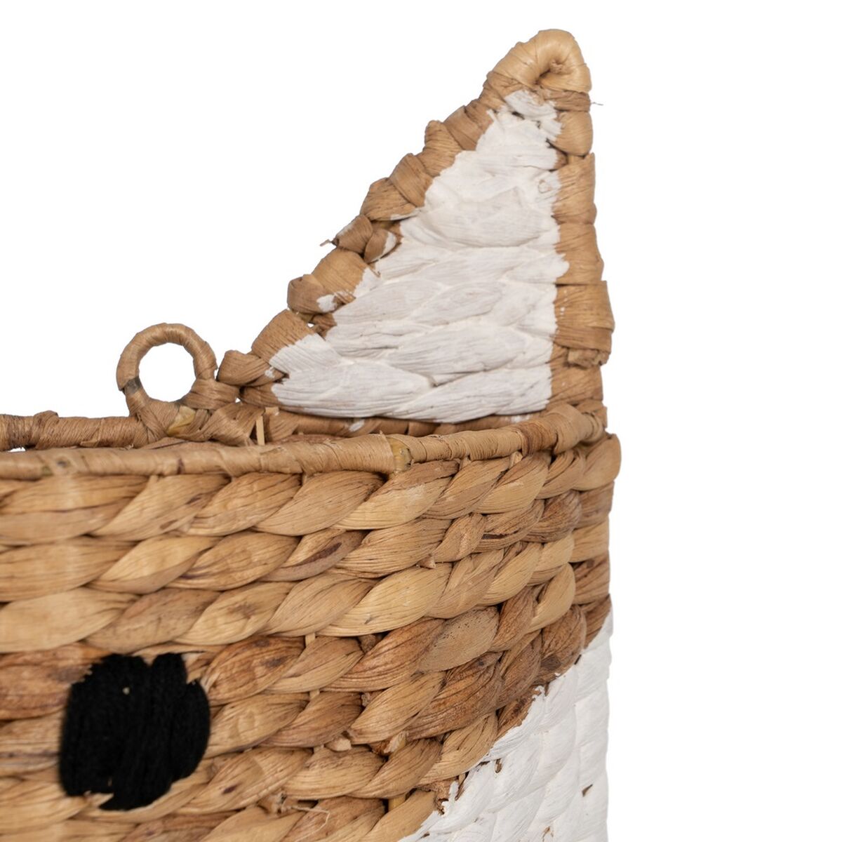 Cesto Volpe Bianco Nero Beige Fibra naturale 30 x 11 x 33 cm
