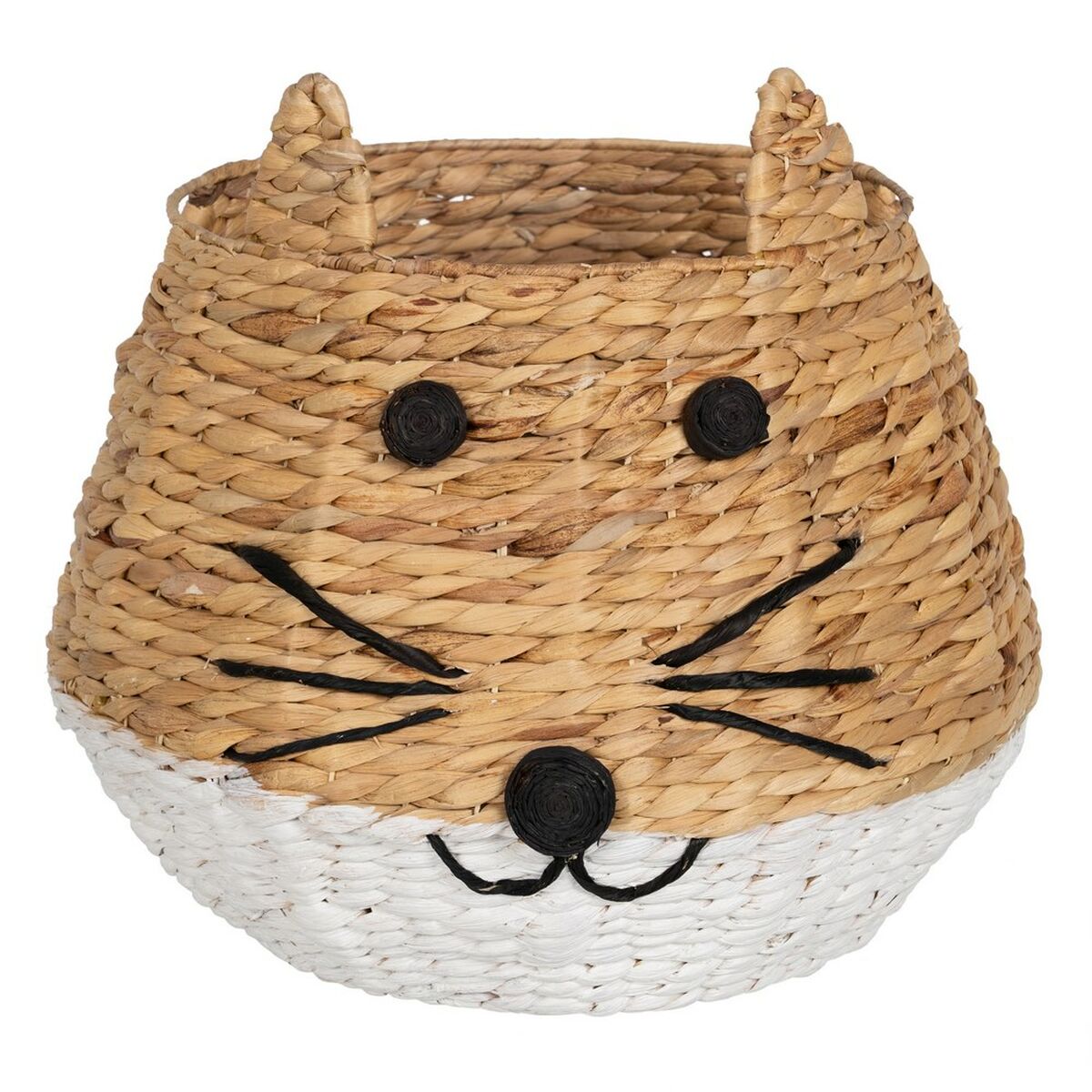 Cesto Gatto Bianco Nero Beige Fibra naturale 41 x 41 x 38 cm