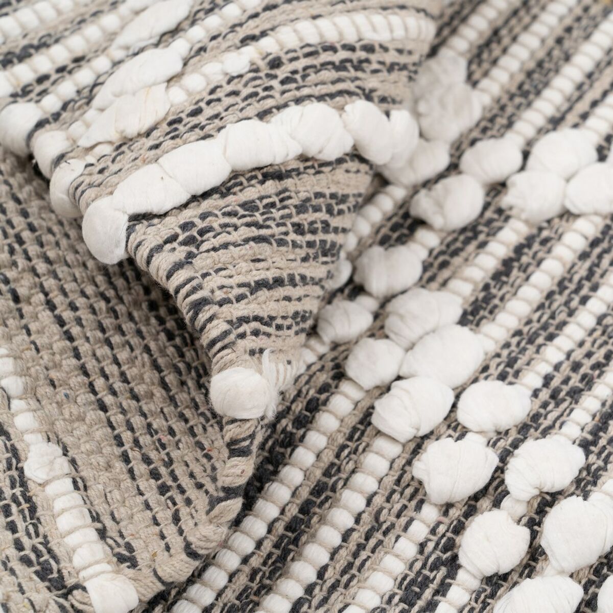 Tappeto Bianco Grigio 60 % Cotone 40 % Poliestere 80 x 150 cm