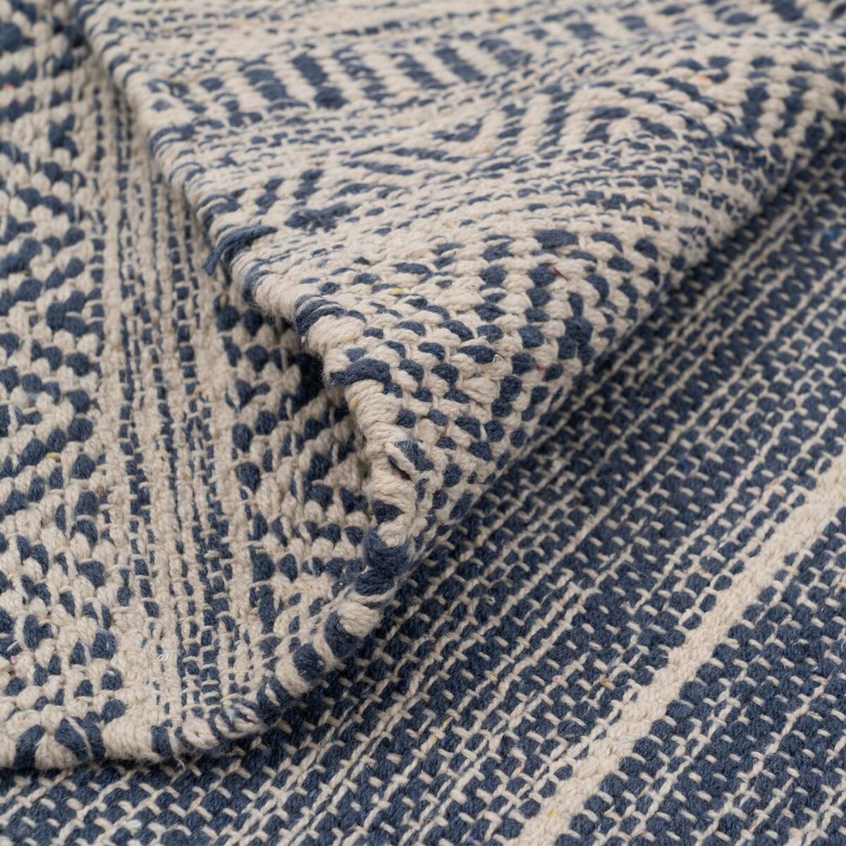 Tappeto Azzurro Bianco 70 % cotone 30 % Poliestere 120 x 180 cm