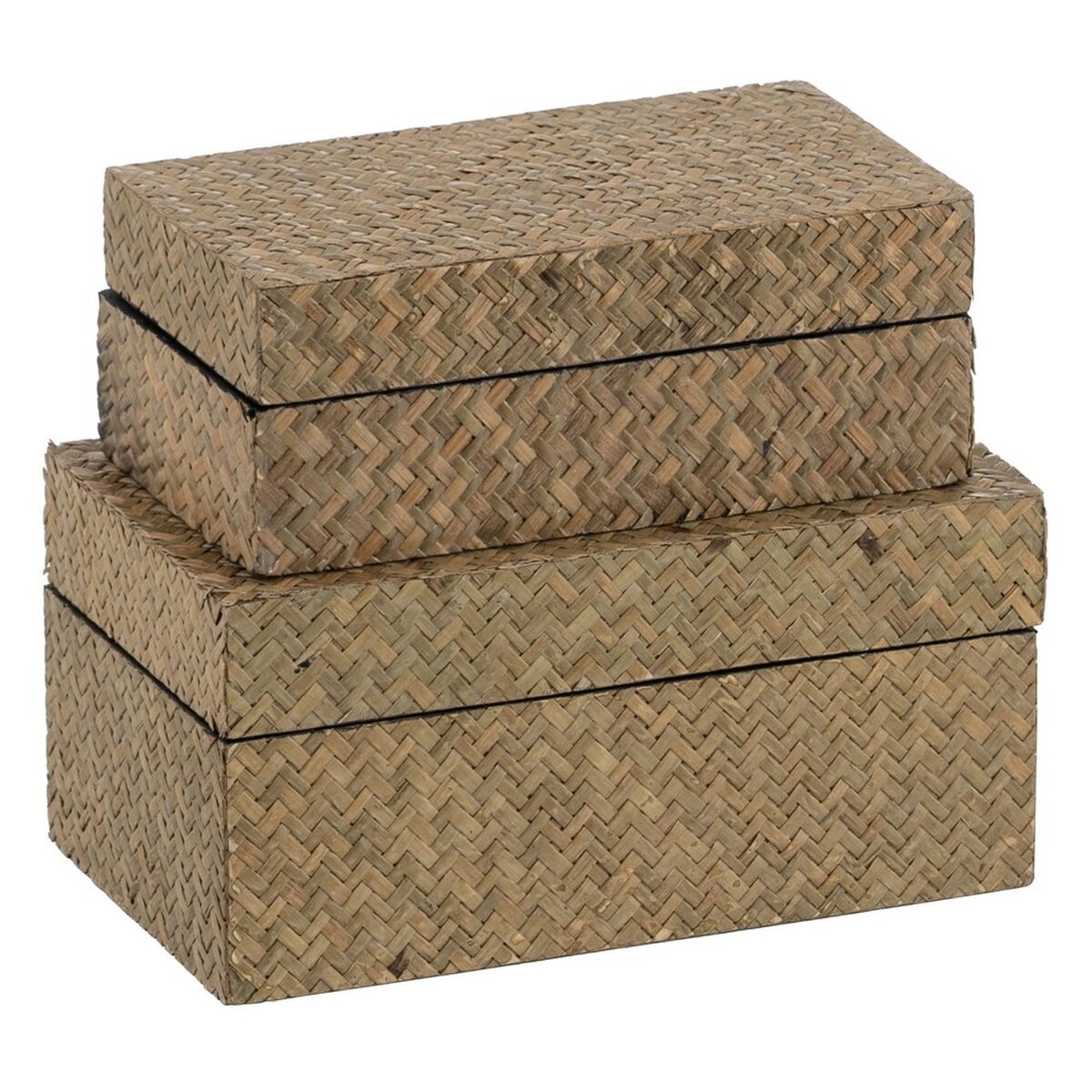 Set di Scatole Decorative Beige DMF 25 x 15 x 12 cm (2 Unità)