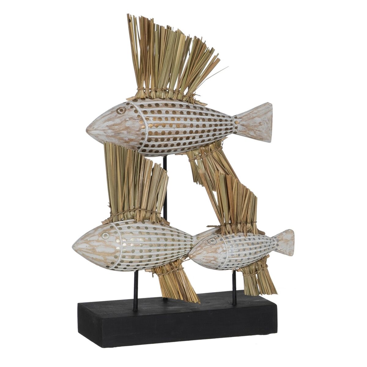 Statua Decorativa Bianco Marrone Naturale Pesci 30 x 10 x 40 cm