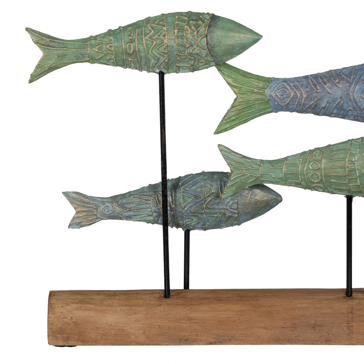 Statua Decorativa Verde Naturale Pesci 56 x 7 x 31 cm