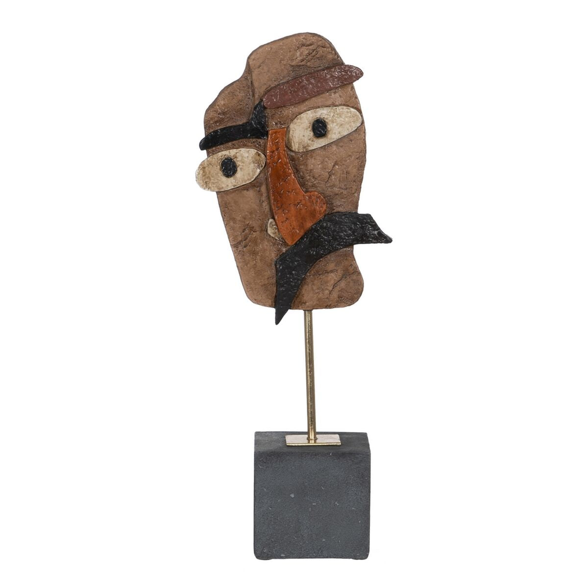 Scultura Maschera Marrone Nero 18 x 11 x 48,5 cm