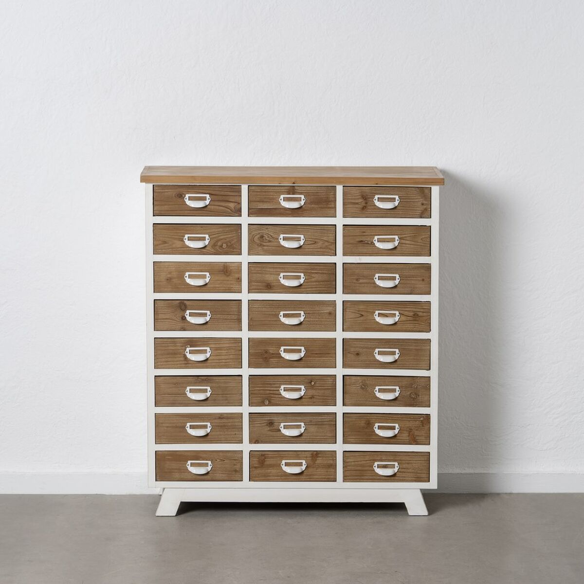 Cassettiera Bianco Beige Ferro Legno di abete 94 x 35 x 108 cm