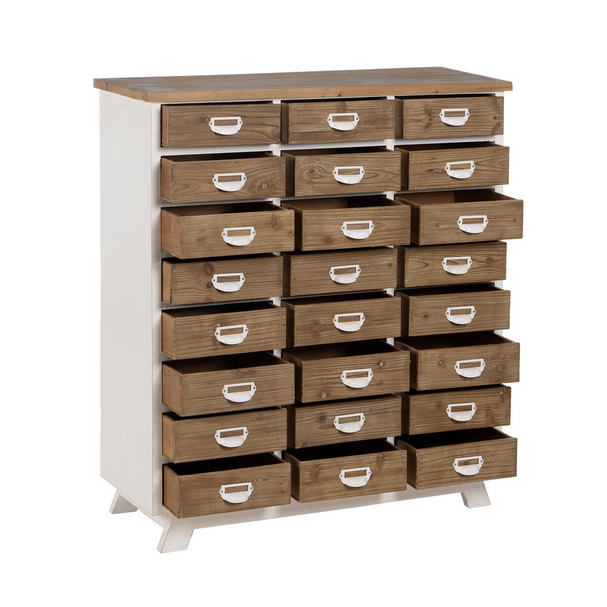 Cassettiera Bianco Beige Ferro Legno di abete 94 x 35 x 108 cm