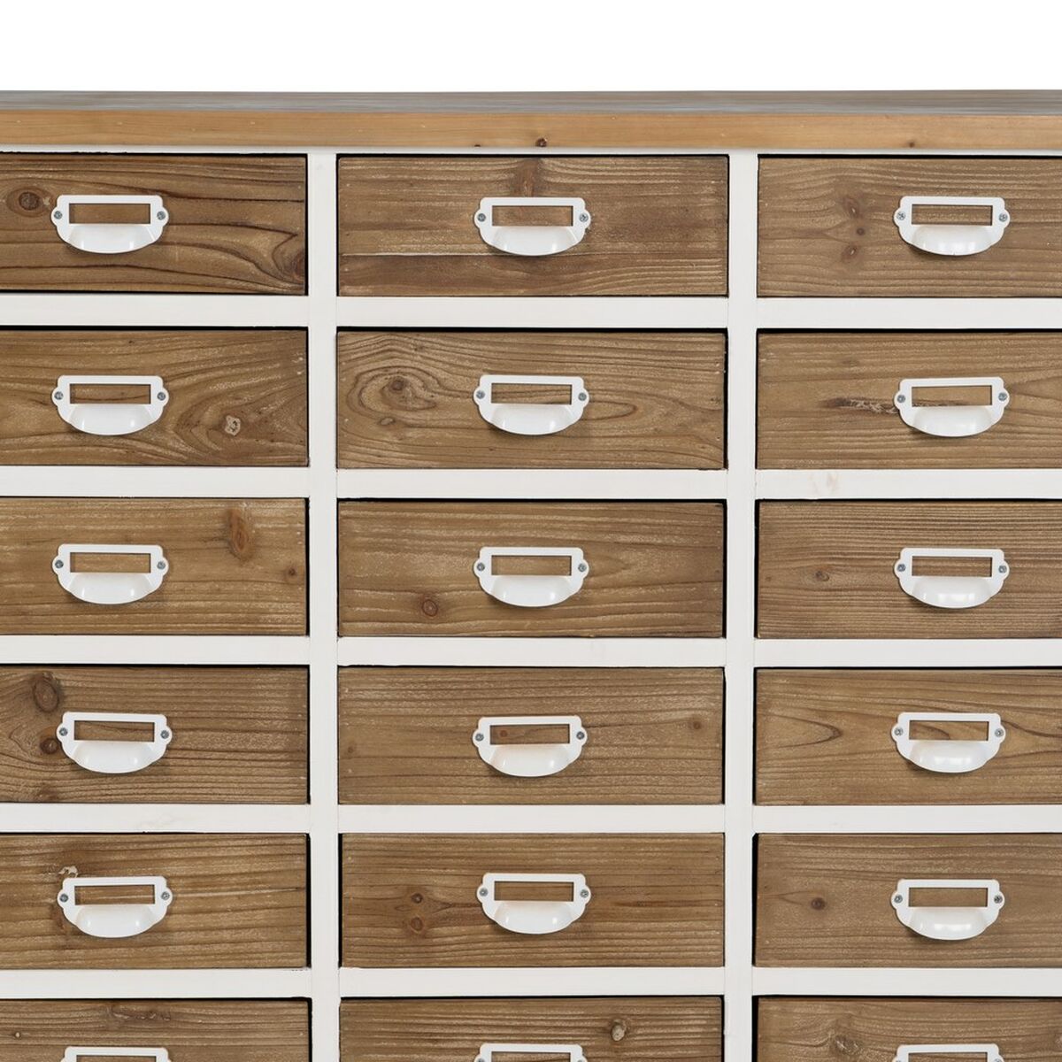 Cassettiera Bianco Beige Ferro Legno di abete 94 x 35 x 108 cm