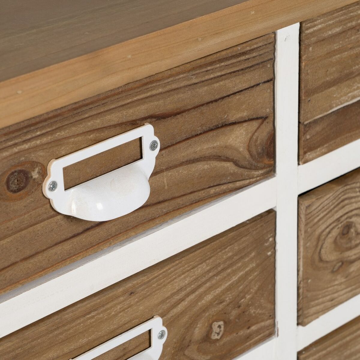Cassettiera Bianco Beige Ferro Legno di abete 94 x 35 x 108 cm