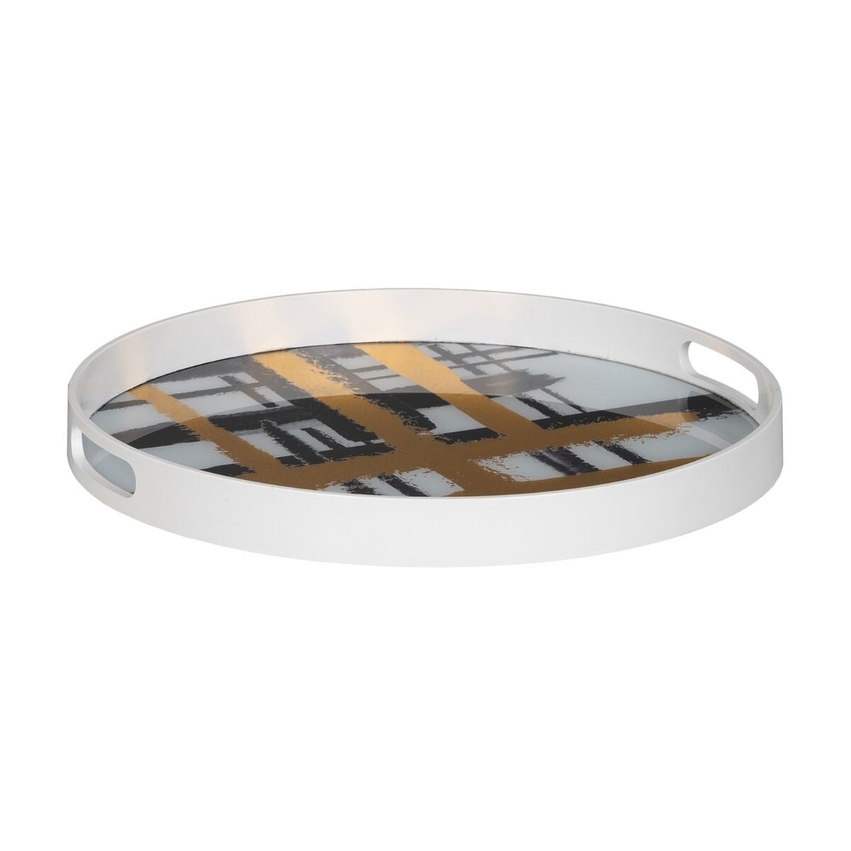 Vassoio per aperitivi Bianco Nero Dorato PVC Cristallo Astratto 42 x 42 x 4,2 cm (2 Unità)