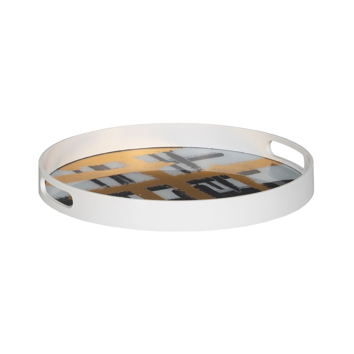 Vassoio per aperitivi Bianco Nero Dorato PVC Cristallo Astratto 42 x 42 x 4,2 cm (2 Unità)