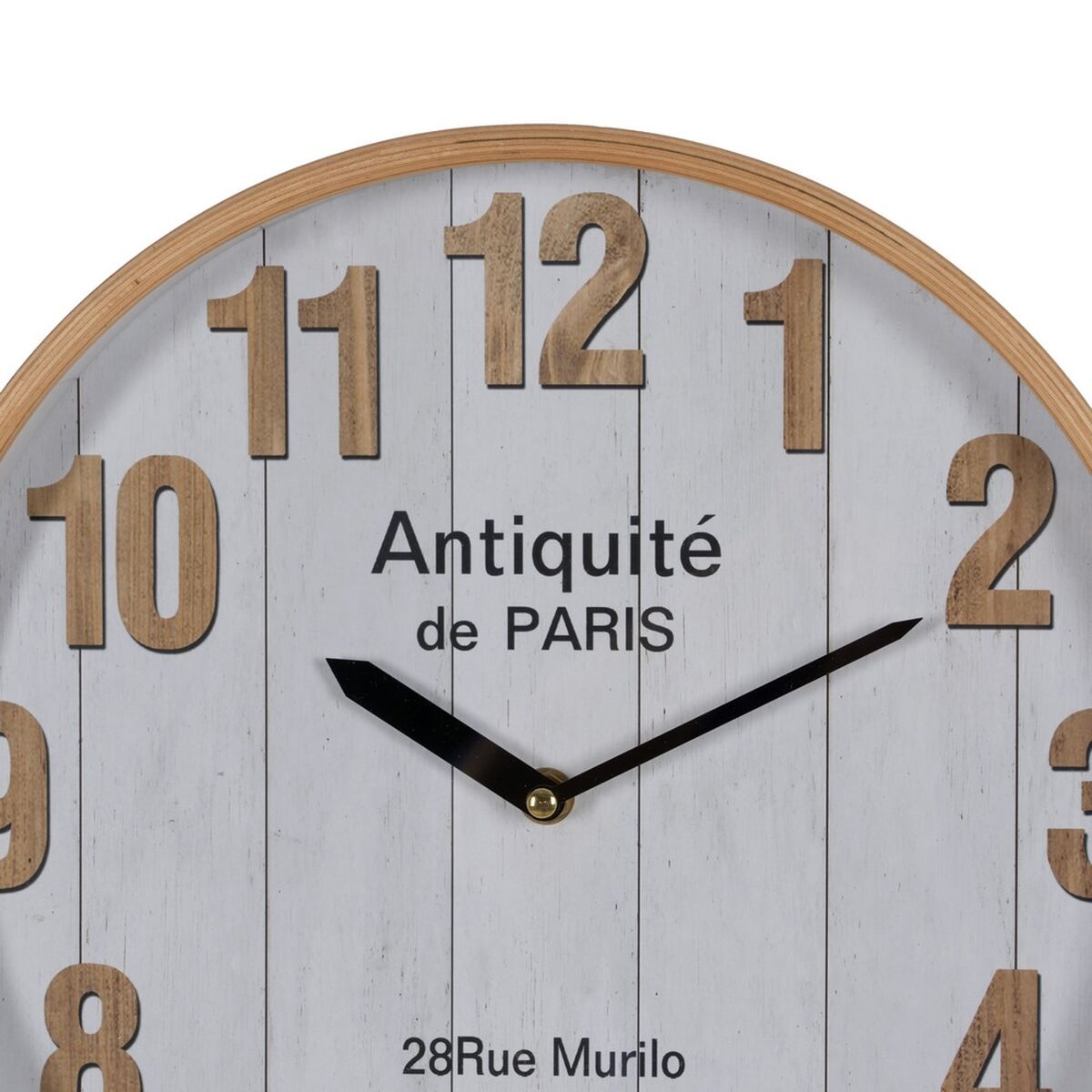 Orologio da Parete Bianco Naturale Legno Cristallo 32 x 32 x 4,5 cm