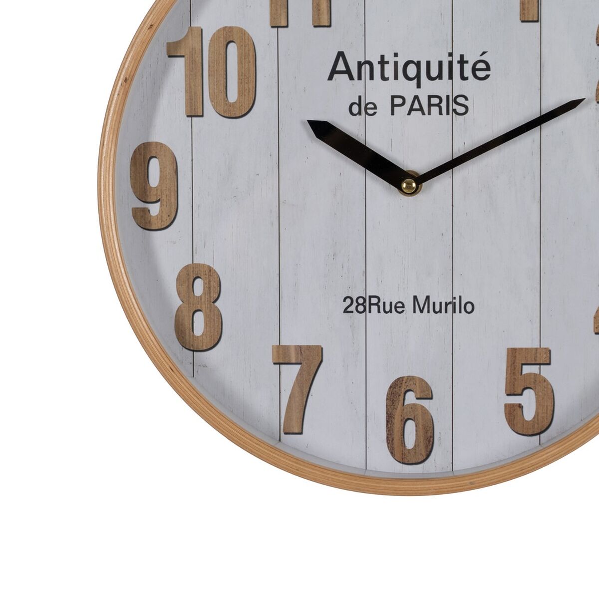Orologio da Parete Bianco Naturale Legno Cristallo 32 x 32 x 4,5 cm
