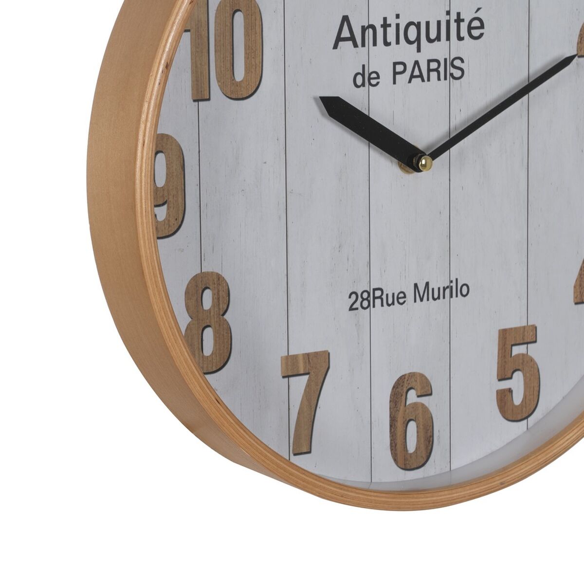 Orologio da Parete Bianco Naturale Legno Cristallo 32 x 32 x 4,5 cm