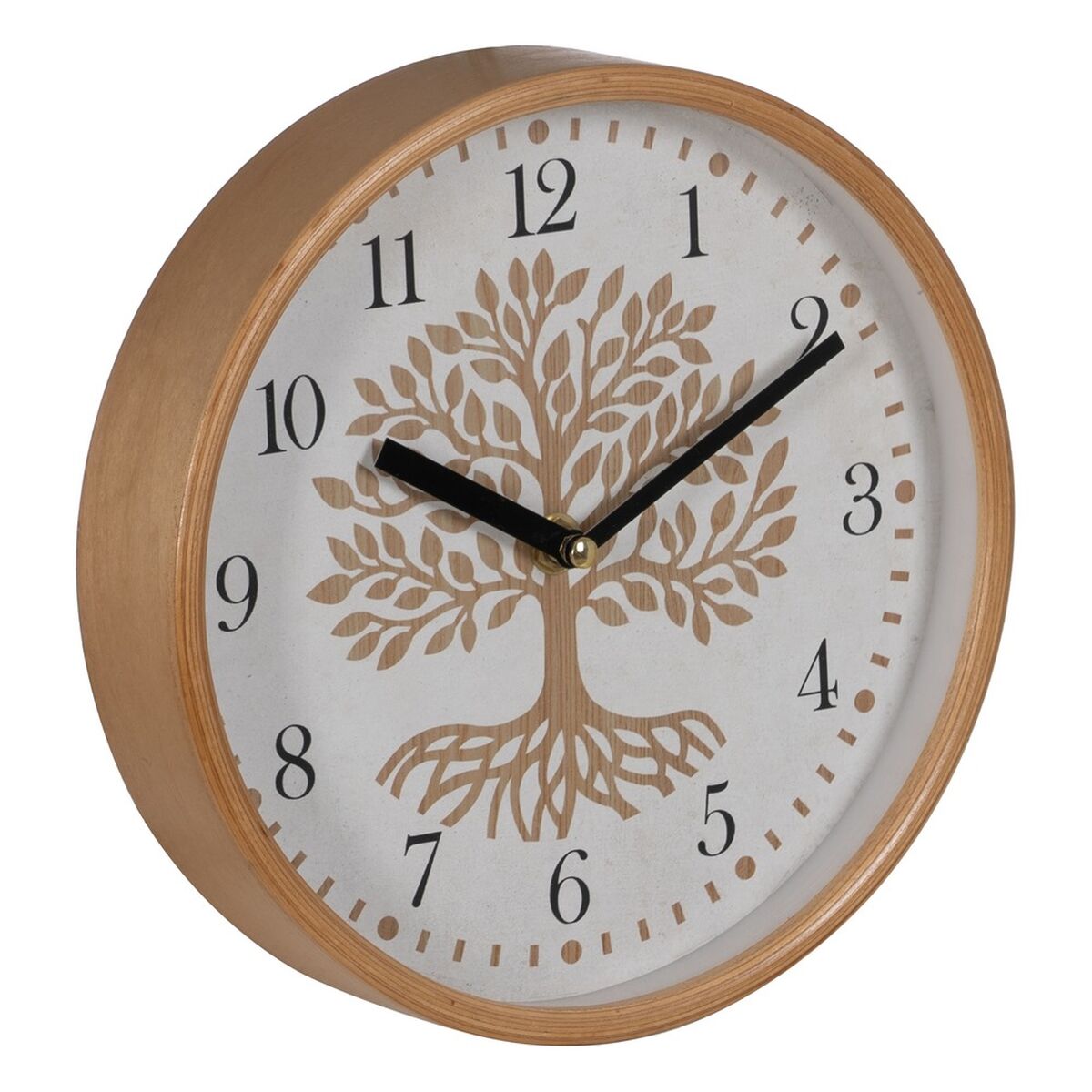 Orologio da Parete Albero Bianco Naturale Legno Cristallo 22 x 22 x 4,5 cm