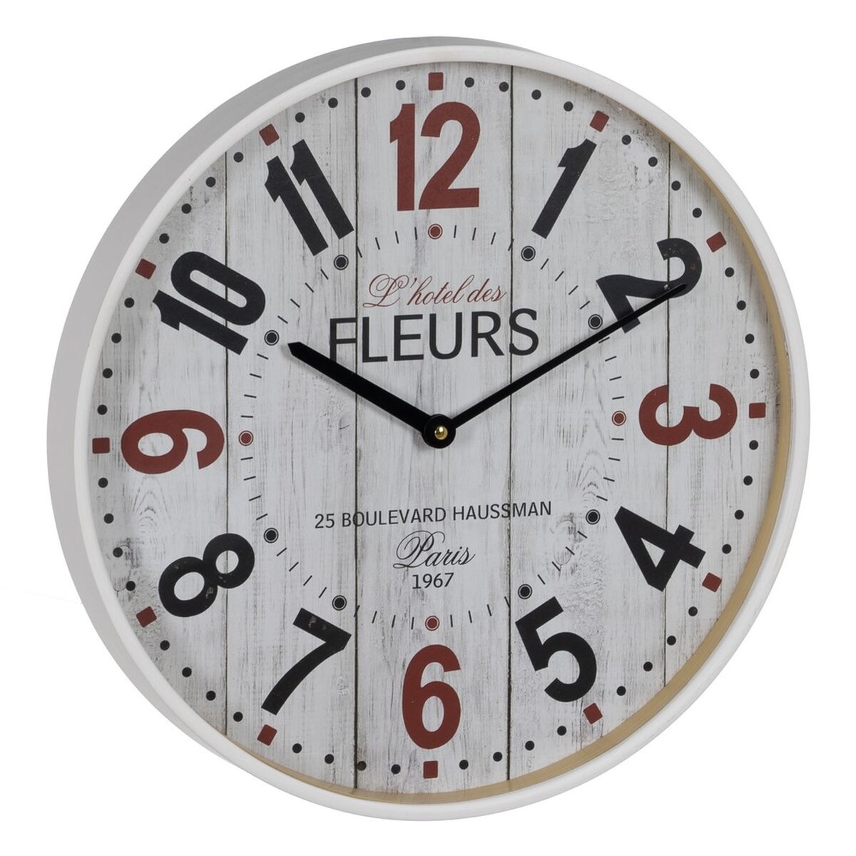Orologio da Parete Bianco Legno Cristallo 40 x 40 x 4,5 cm