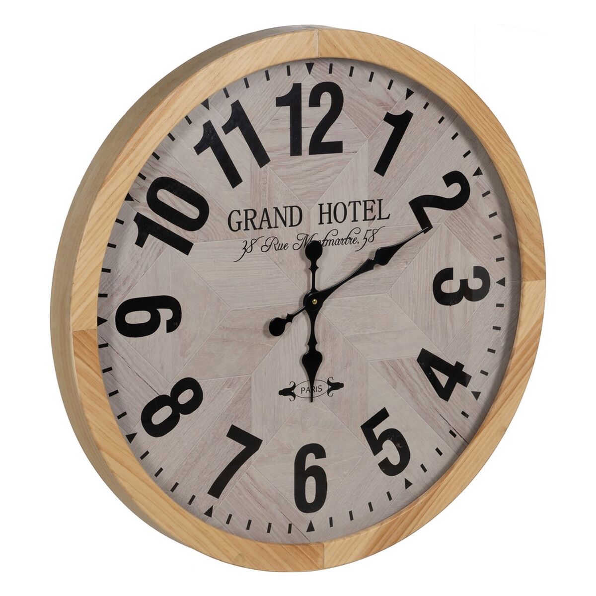 Orologio da Parete Bianco Naturale Legno Cristallo 76 x 76 x 6 cm