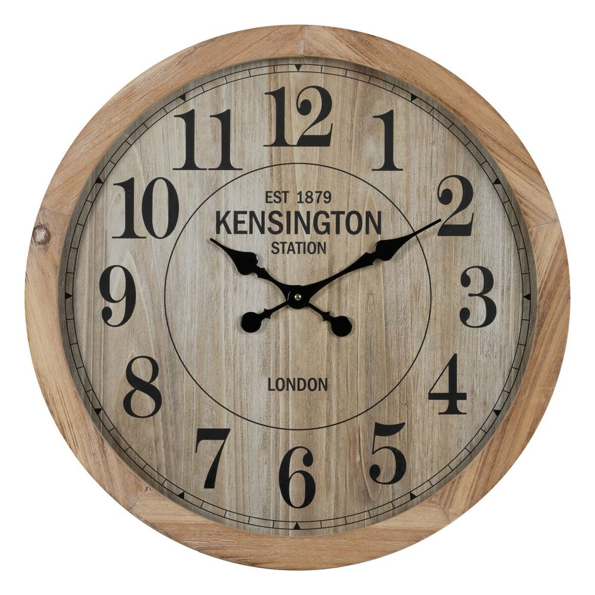 Orologio da Parete Naturale Legno Cristallo 60 x 60 x 6,5 cm