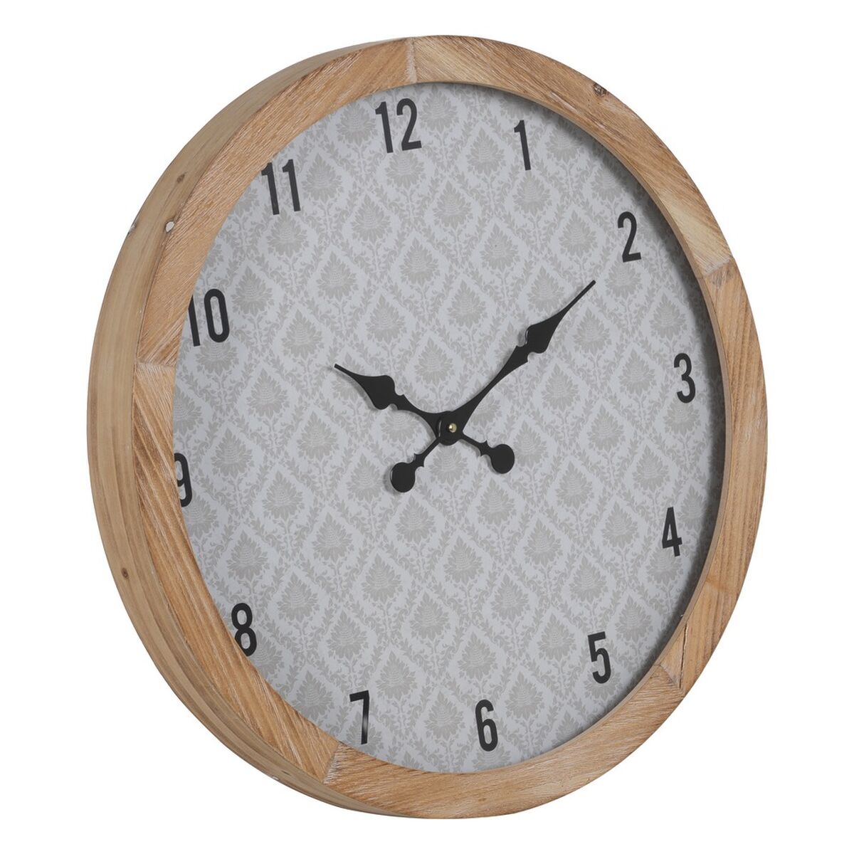 Orologio da Parete Bianco Naturale Legno Cristallo 60 x 60 x 6,5 cm