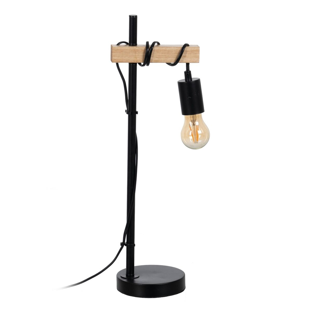 Lampada Nero Beige Legno Ferro 16 x 13 x 52 cm