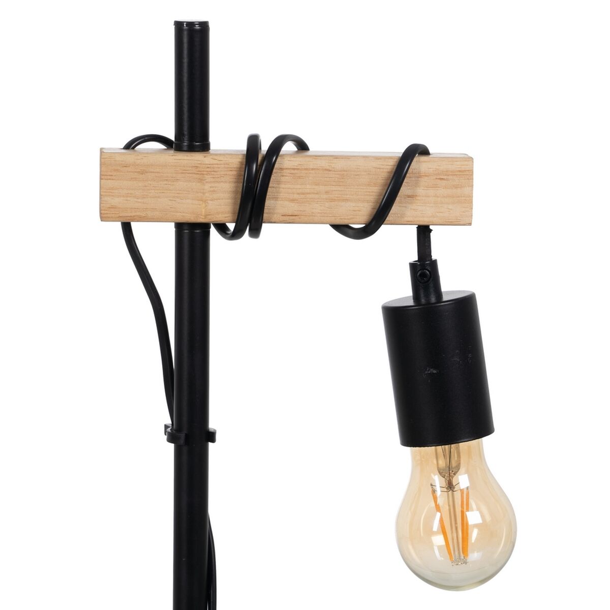 Lampada Nero Beige Legno Ferro 16 x 13 x 52 cm