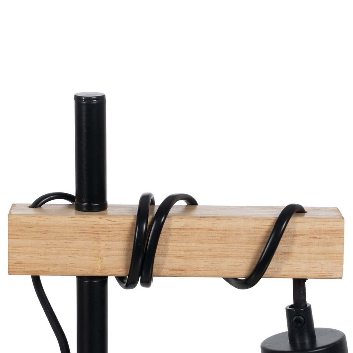 Lampada Nero Beige Legno Ferro 16 x 13 x 52 cm