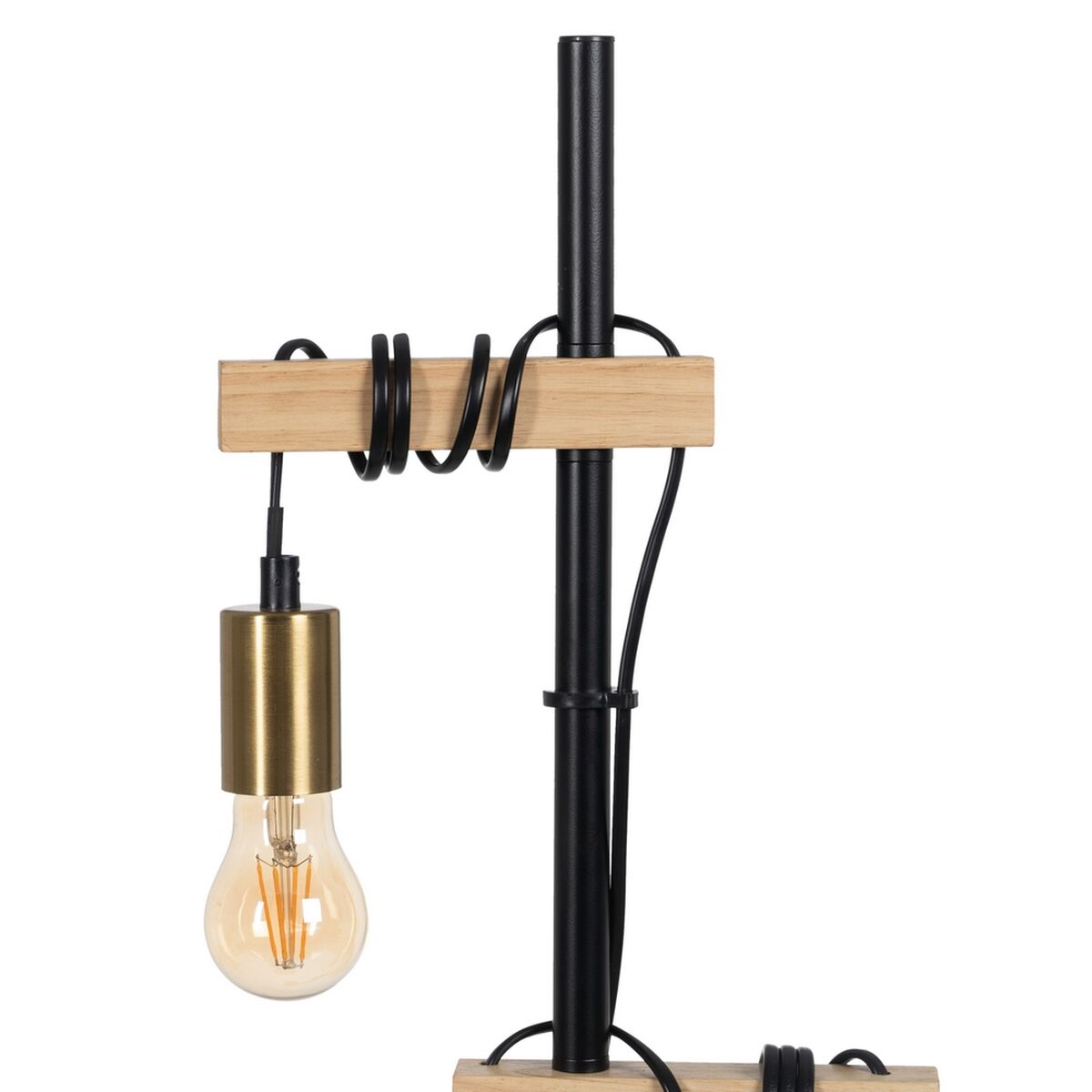 Lampada da Terra Nero Beige Legno Ferro 26 x 26 x 149 cm