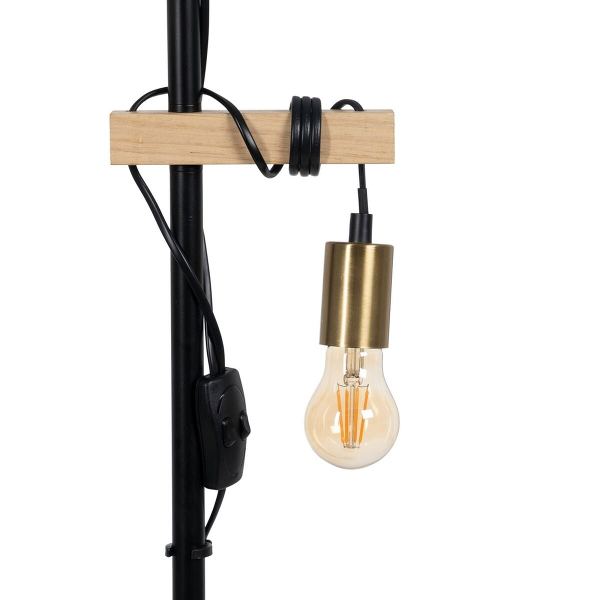 Lampada da Terra Nero Beige Legno Ferro 26 x 26 x 149 cm