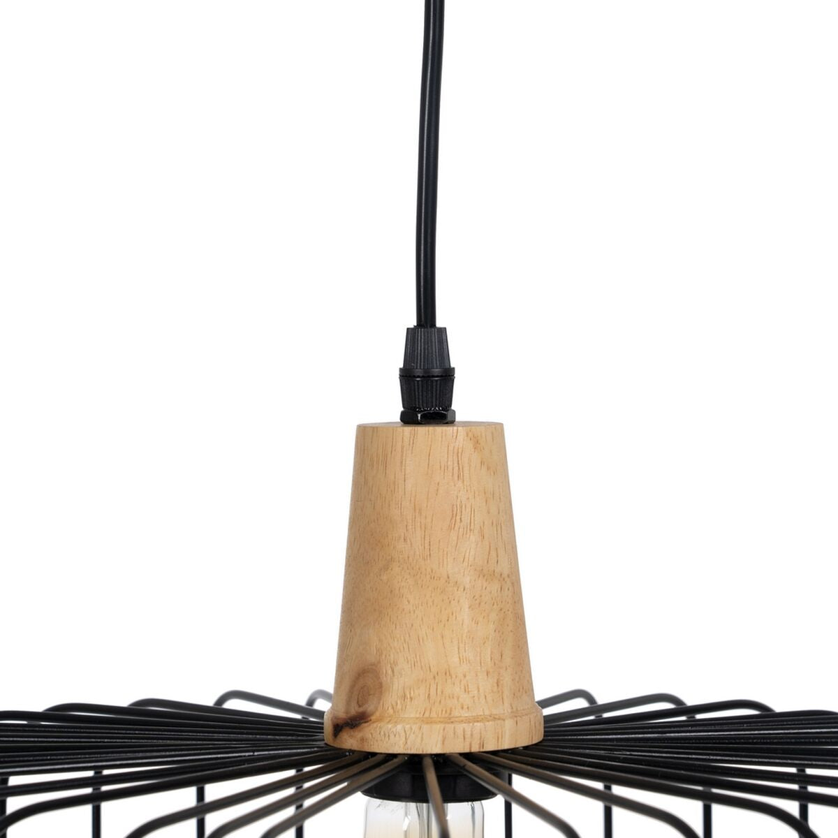 Lampadario Nero Naturale Legno Ferro 220-240 V 35 x 35 cm