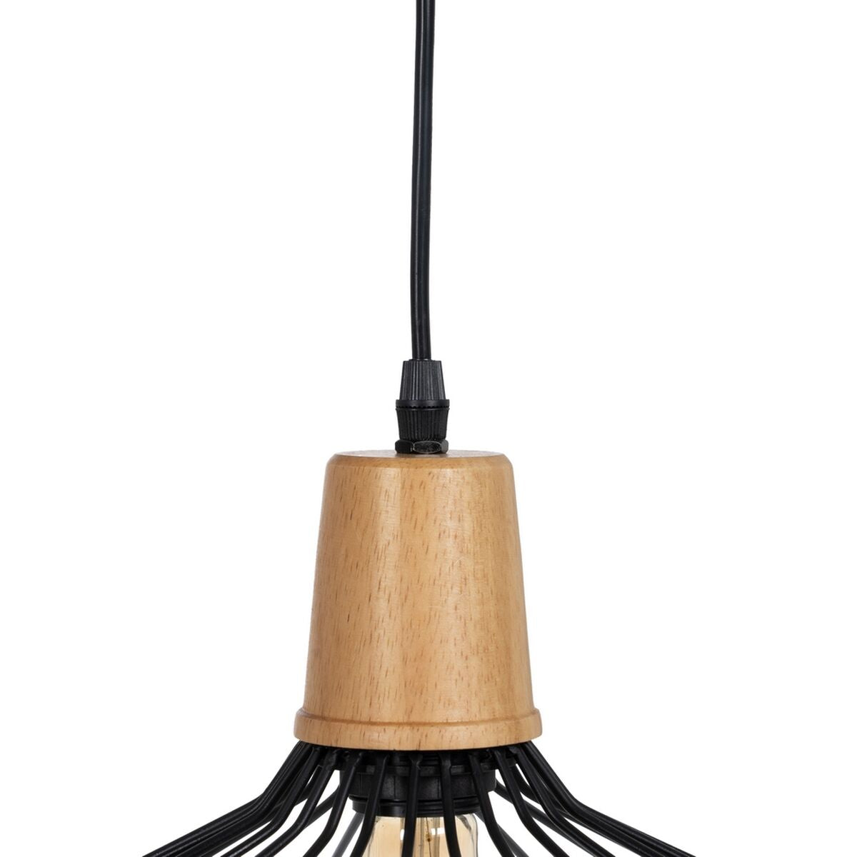 Lampadario Nero Naturale Legno Ferro 220-240 V 36 x 36 cm