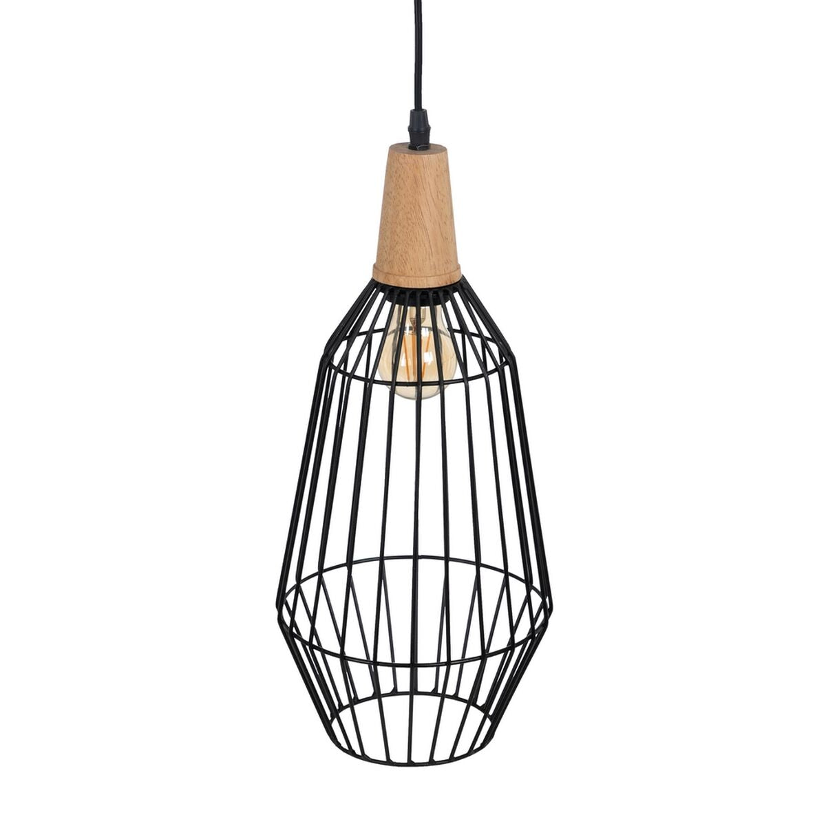 Lampadario Nero Naturale Legno Ferro 220-240 V 20 x 19,5 cm