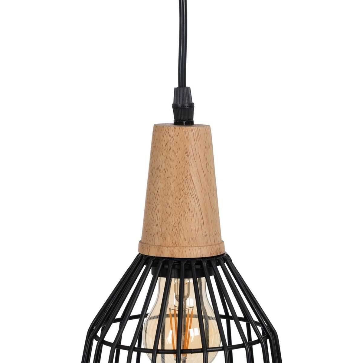 Lampadario Nero Naturale Legno Ferro 220-240 V 20 x 19,5 cm