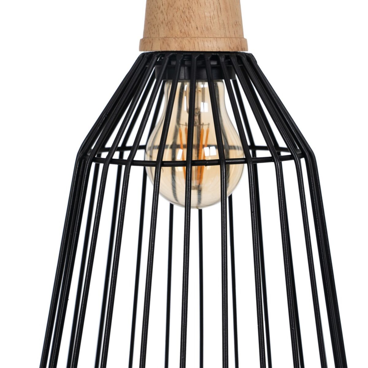 Lampadario Nero Naturale Legno Ferro 220-240 V 20 x 19,5 cm