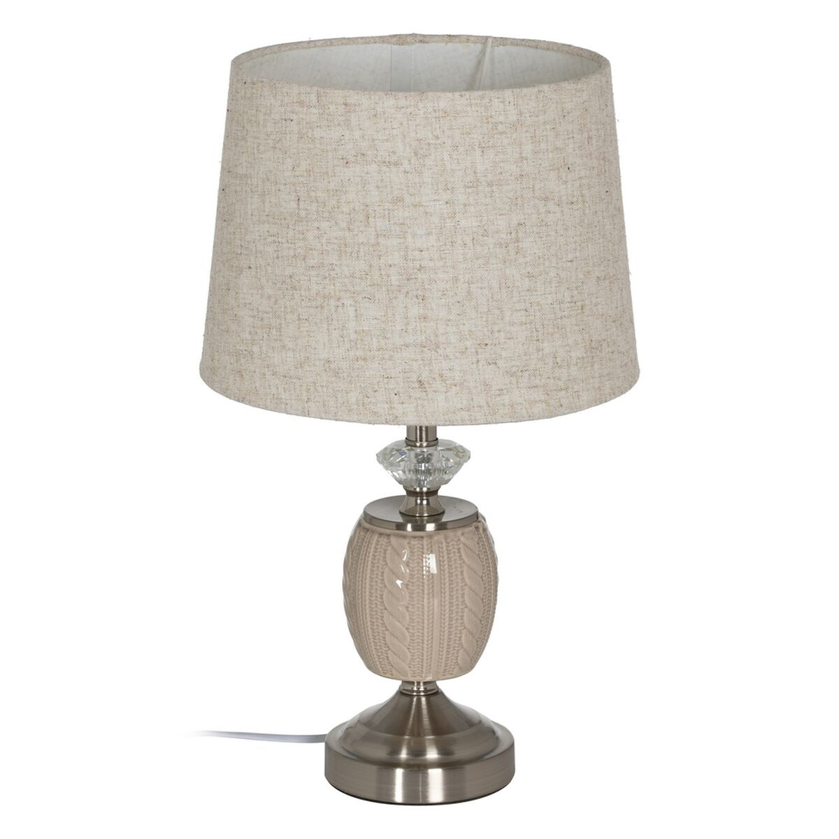 Lampada Beige Argentato Metallo Cristallo 10 W 27 x 27 x 45 cm