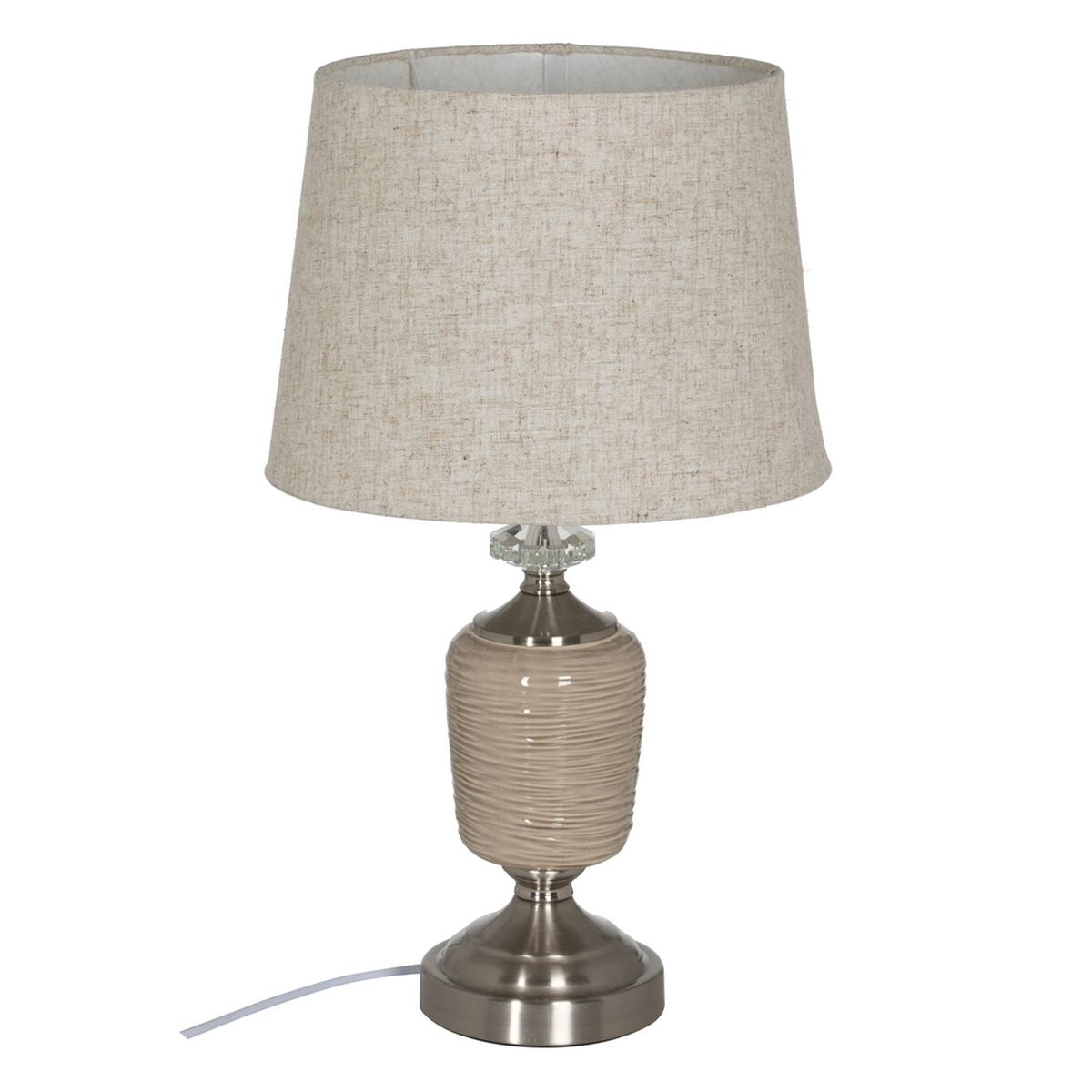 Lampada Beige Argentato Metallo Cristallo 10 W 31,5 x 31,5 x 54 cm