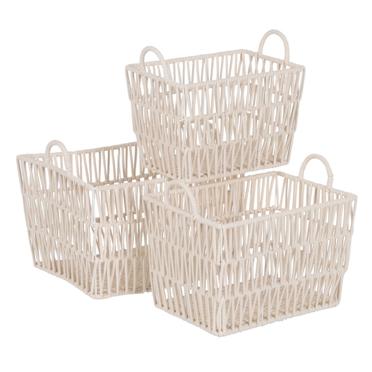 Set di Cesti Bianco Corda 45 x 35 x 36 cm (3 Pezzi)